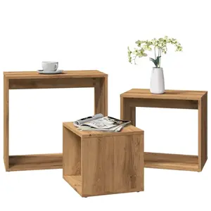 vidaXL Tables gigognes 3 pcs chêne artisanal bois d'ingénierie pas cher