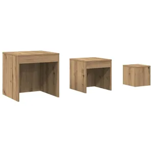 vidaXL Vidaxl Tables Gigognes 3 Pcs Chêne Artisanal Bois D'ingénierie pas cher