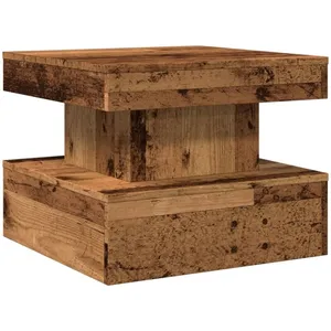 vidaXL Vidaxl Table Basse Avec Lumières Led Vieux Bois 50x50x40 Cm pas cher
