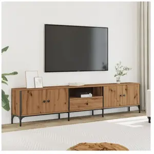 vidaXL Meuble TV à tiroir chêne artisanal 200x25x44 cm bois ingénierie pas cher