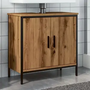 vidaXL Vidaxl Armoire Lavabo Chêne Artisanal 60x30x60 Cm Bois D'ingénierie pas cher