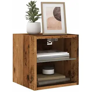 Comparateur de prix : vidaXL Meubles TV muraux et lumières LED 2pcs vieux bois 30x28,5x30cm