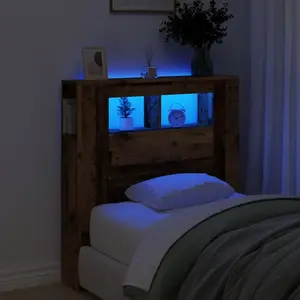 vidaXL Tête de lit à LED vieux bois 100x18,5x103,5cm bois d'ingénierie pas cher