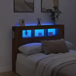 vidaXL Tête de lit à LED chêne artisanal 140x18,5x103,5 cm pas cher