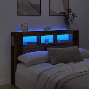 vidaXL Tête de lit à LED vieux bois 160x18,5x103,5cm bois d'ingénierie pas cher