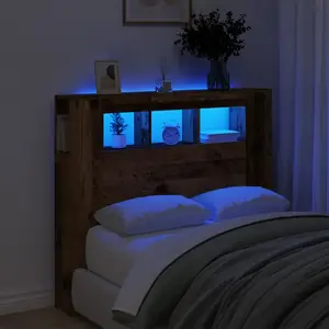 vidaXL Tête de lit à LED vieux bois 120x18,5x103,5cm bois d'ingénierie pas cher