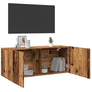 vidaXL Meuble TV mural vieux bois 100x30x41 cm pas cher