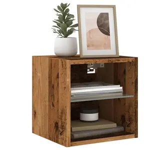 Comparateur de prix : vidaXL Meuble TV mural avec lumières LED vieux bois 30x28,5x30 cm