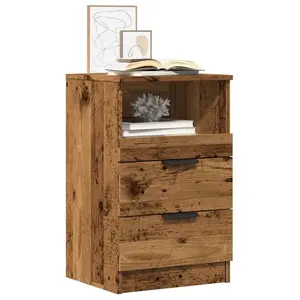 vidaXL Tables de chevet 2 pcs vieux bois 40x36x65 cm bois d'ingénierie pas cher