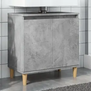 vidaXL Meuble de lavabo gris béton 58x33x60 cm bois d'ingénierie pas cher