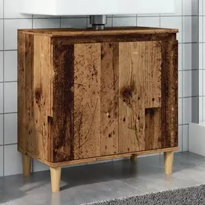 vidaXL Armoire d'évier vieux bois 58x33x60 cm bois d'ingénierie pas cher