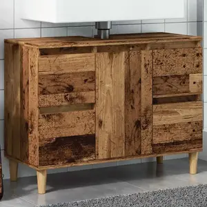 vidaXL Armoire d'évier vieux bois 80x33x60 cm bois d'ingénierie pas cher
