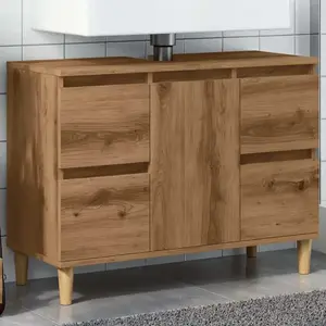 vidaXL Armoire d'évier chêne artisanal 80x33x60 cm bois d'ingénierie pas cher