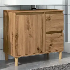 Comparateur de prix : vidaXL Armoire lavabo chêne artisanal 65x33x60 cm bois d'ingénierie