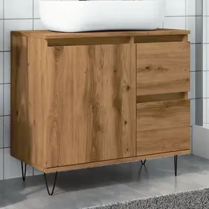 vidaXL Armoire de lavabo de salle de bain chêne artisanal 65x33x60 cm pas cher