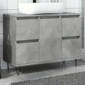 Comparateur de prix : vidaXL Vidaxl Armoire Salle De Bain Gris Béton 80x33x60cm Bois D'ingénierie