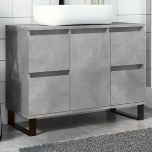 Comparateur de prix : vidaXL Armoire de lavabo salle de bain gris béton 80x33x60 cm