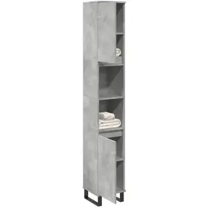 vidaXL Armoire de salle de bain gris béton 30x30x190 cm pas cher