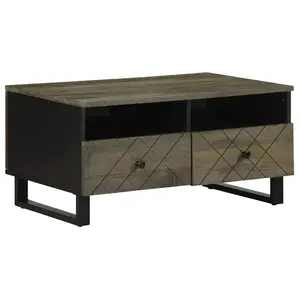 vidaXL Table basse noir 80x54x40 cm bois massif de manguier pas cher