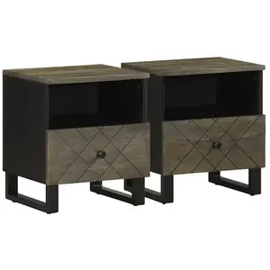 vidaXL Tables de chevet 2 pcs noir 40x33x46 cm bois de manguier solide pas cher