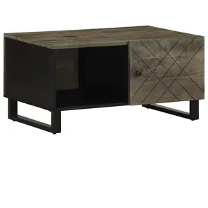 vidaXL Table basse noir 80x50x40 cm bois massif de manguier pas cher