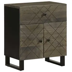 vidaXL Table de chevet noir 50x33x60 cm bois de manguier massif pas cher