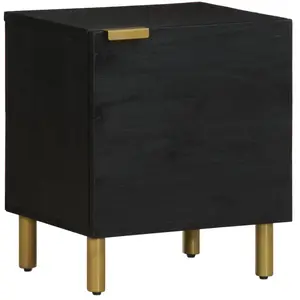 vidaXL Table de chevet noir 40x33x46 cm bois de manguier solide pas cher