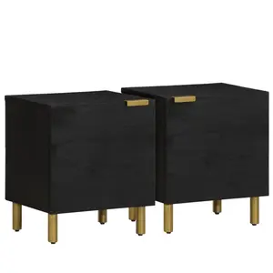 Comparateur de prix : vidaXL Tables de chevet 2 pcs noir 40x33x46 cm bois de manguier solide