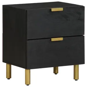 vidaXL Table de chevet noir 40x33x46 cm bois de manguier solide pas cher