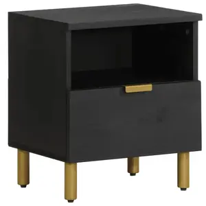 vidaXL Table de chevet noir 40x33x46 cm bois d'ingénierie pas cher