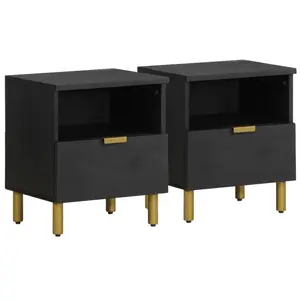 vidaXL Table de chevet noir 40x33x46 cm bois d'ingénierie pas cher