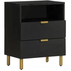 vidaXL Table de chevet noir 50x33x62 cm bois d'ingénierie pas cher