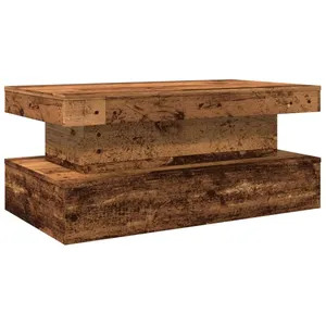 vidaXL Vidaxl Table Basse Avec Lumières Led Vieux Bois 90x50x40 Cm pas cher