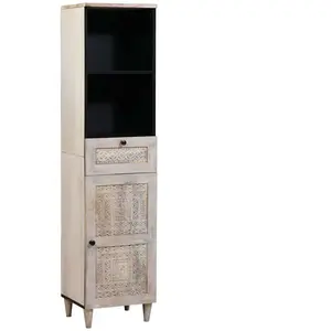 vidaXL Cabinet de salle de bain avec tiroir Blanc 38 x 33.5 x 160 cm pas cher
