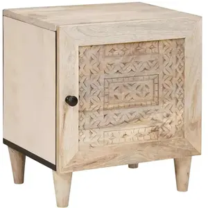 vidaXL Table de chevet Beige 40 x 33 x 46 cm bois de manguier massif pas cher