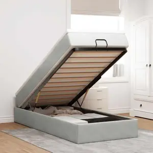 vidaXL Cadre de lit ottoman et matelas gris clair 100x200 cm velours pas cher