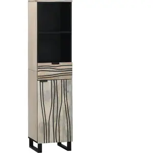 vidaXL Cabinet de salle de bain Blanc et Noir 38 x 33.5 x 160 cm pas cher