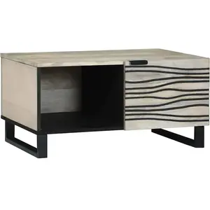 vidaXL Table basse Blanc, Noir 80 x 50 x 40 cm Bois de mangue massif pas cher