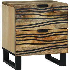 vidaXL Vidaxl Cabinet De Chevet 40x33.5x46 Cm En Bois Solide De Mangue Et Bois Aggloméré pas cher