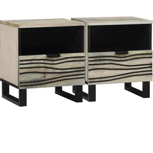 vidaXL Tables de chevet 2 pcs Blanc et noir 40 x 33 x 46 cm pas cher