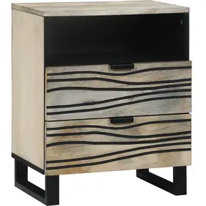 vidaXL Tables de chevet avec tiroir Blanc et Noir 50 x 33 x 60 cm pas cher