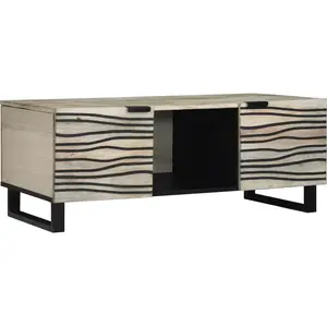 vidaXL Table basse Beige et Noir 100 x 54 x 40 cm Bois d'acacia massif pas cher