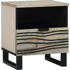 vidaXL Tables de chevet avec tiroir Blanc et noir 40 x 33 x 46 cm pas cher