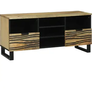 vidaXL Meuble TV 100x33.5x46 cm en Bois de Manguier Massif pas cher