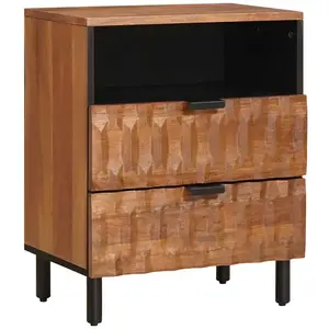 vidaXL Cabinet de chevet Marron 50 x 33 x 60 cm Bois de mangue massif pas cher