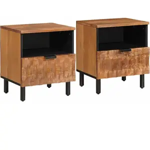 vidaXL Cabinet de chevet avec tiroir 2 pcs Marron 40 x 33 x 46 cm pas cher