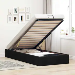 vidaXL Cadre de lit ottoman sans matelas noir 90x190 cm tissu pas cher