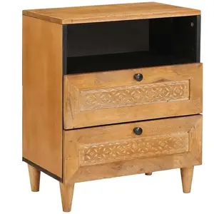 vidaXL Vidaxl Table De Chevet Avec Tiroir Marron Clair 50 X 33 X 60 Cm pas cher