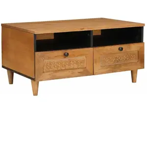 vidaXL Table basse avec tiroir Marron clair 80 x 54 x 40 cm pas cher