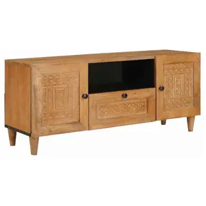 vidaXL Meuble TV Marron clair 105 x 33 x 46 cm bois de manguier massif pas cher